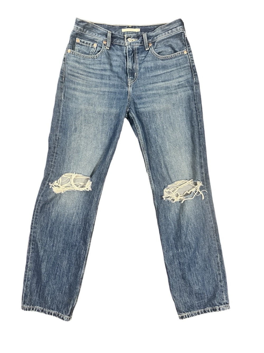 Levi's Women’s Low Pro Straight Distressed Dark Wash Denim Jeans Size 28